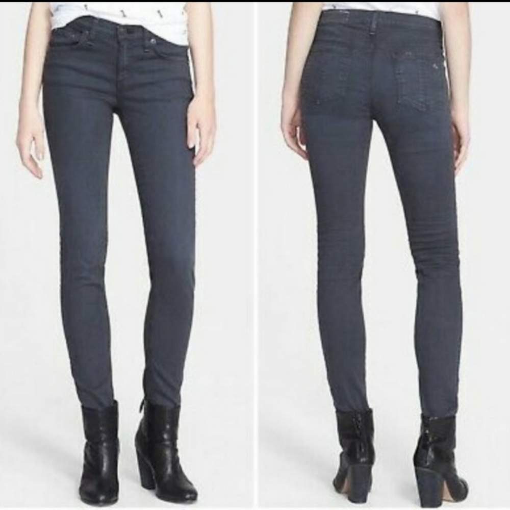 Rag & Bone The Skinny Distressed in Charcoal Gray Jeans Size 25